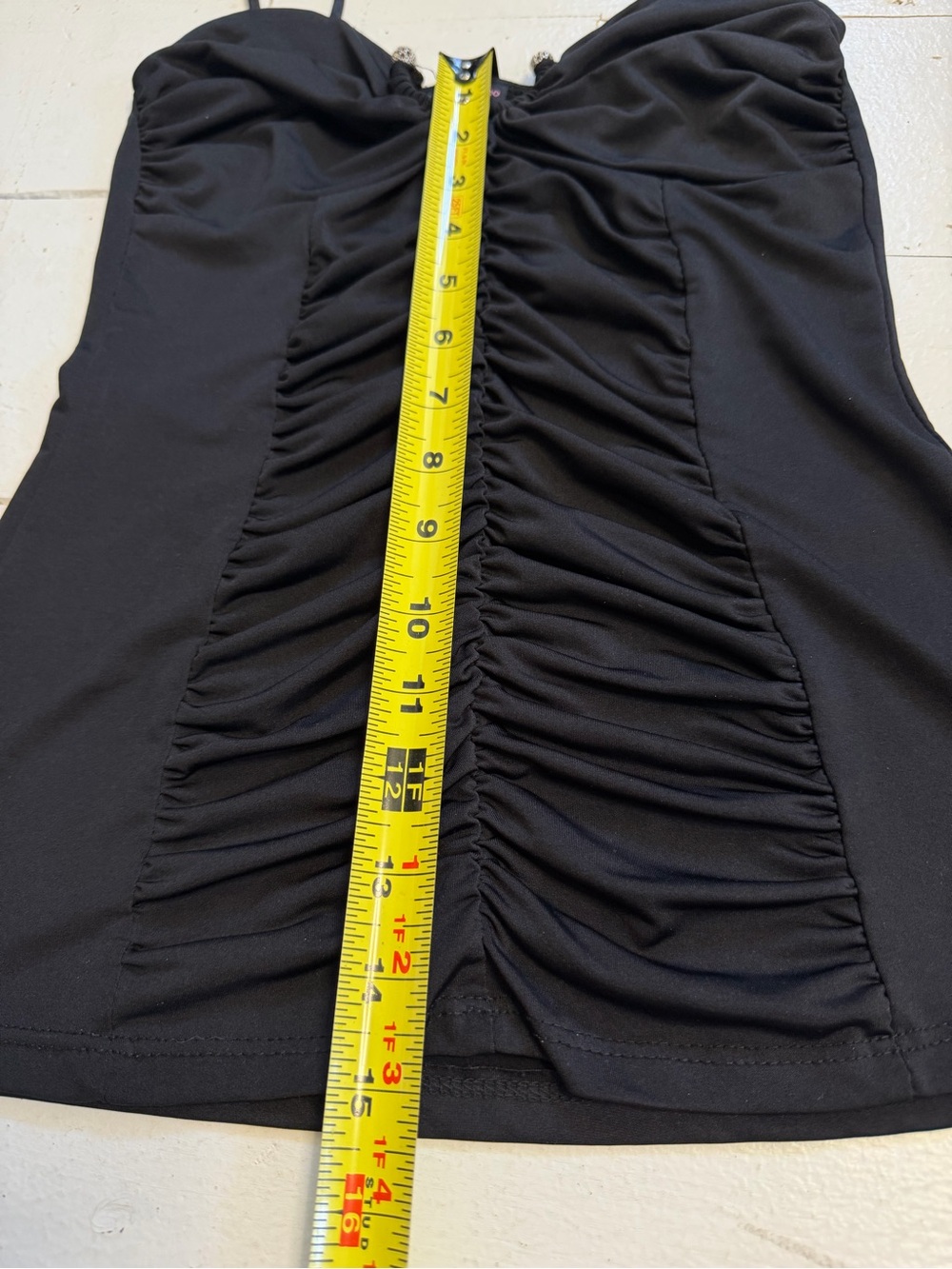Vintage Come Como Black Ruched Tank Top - Picture 9 of 9